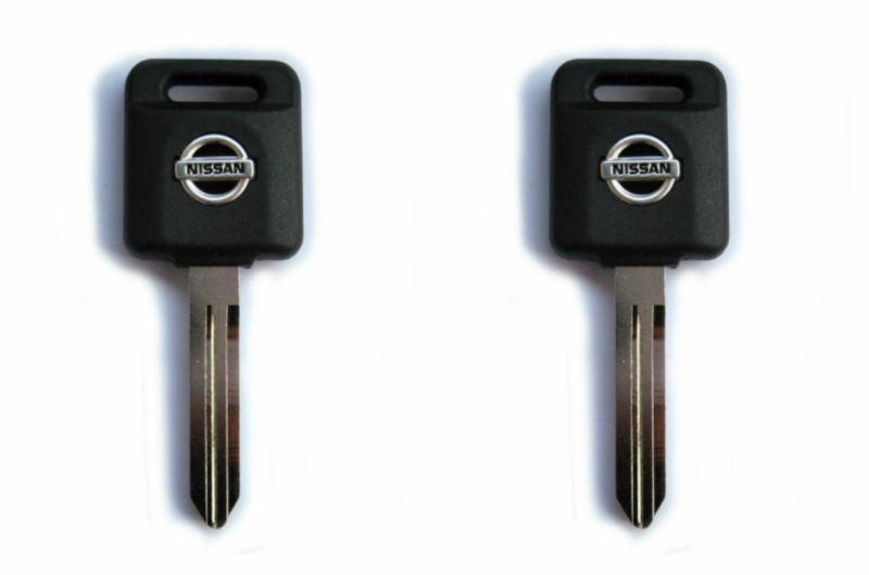 2 new uncut nissan ignition key blank with transponder chip id 4d-60 w/logo