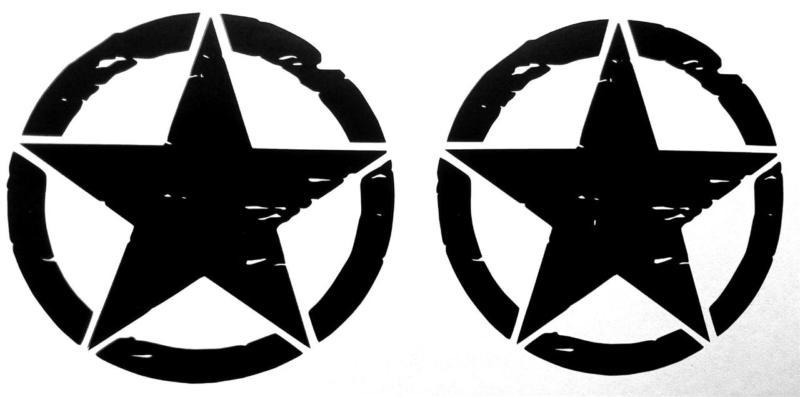 (2x) 5" jeep oscar mike distressed star decals wrangler rubicon sahara