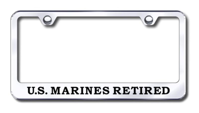 Us marines retired laser etched chrome license plate frame made in usa genuine