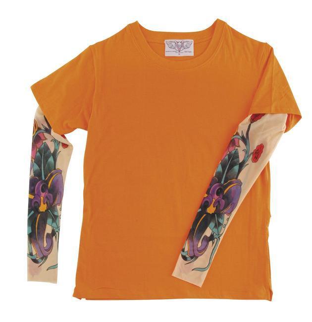 V-twin apparel tattoo t-shirt orange women's xl/x-large