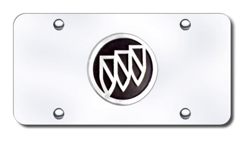 Gm buick chrome/black logo on chrome license plate made in usa genuine