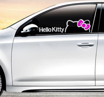 2x sanrio hello kitty logo car motor truck auto window vinyl sticker decal #kw-m
