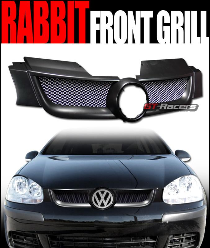 Black aluminum mesh front hood bumper grill grille 2006-2009 vw golf rabbit mk5