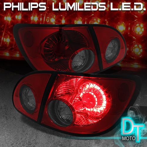03-08 toyota corolla philips-led perform red smoked tail lights lamps left+right