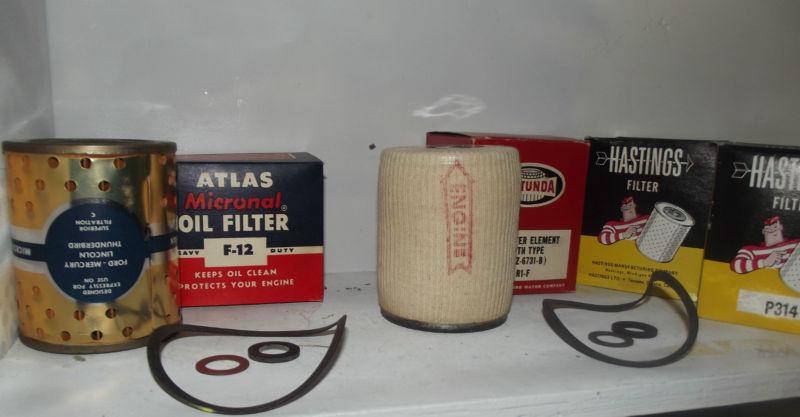1952-1957 ford oil filter lot by atlas f-12 rotunda r1-f hastings p314