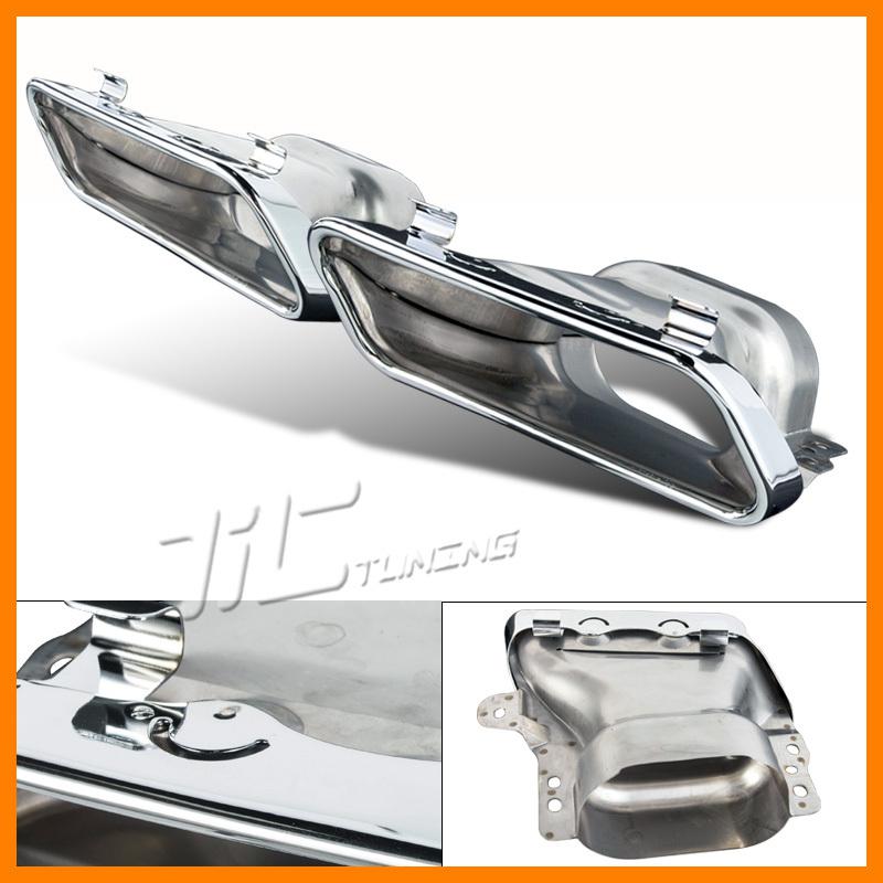 10-12 mercedes s400 s550 exhaust muffler tip facelife style stainless steel pair
