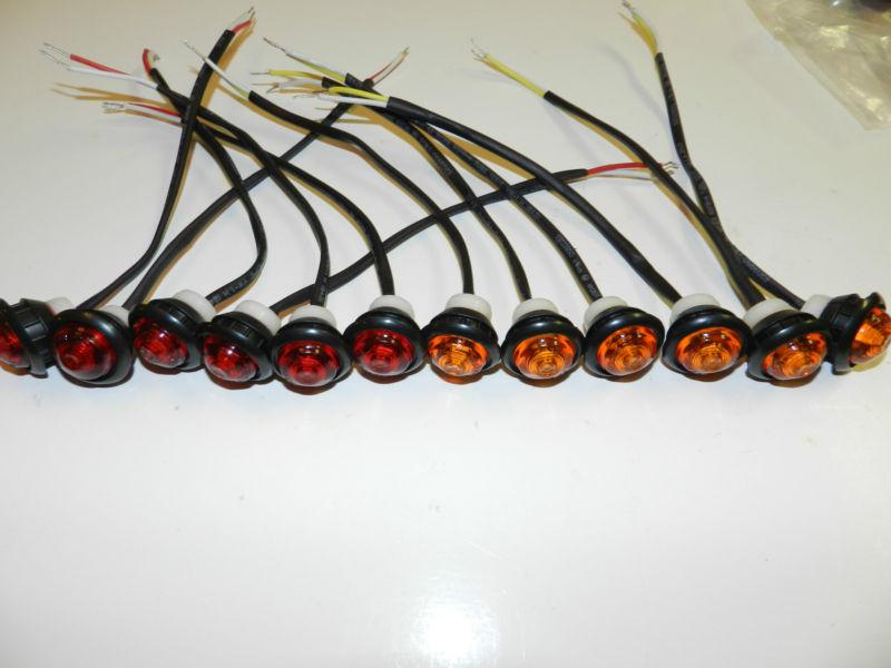 Truck trailer 3/4" lights led 1 diode (5) amber & (5) red clearance, free ship!
