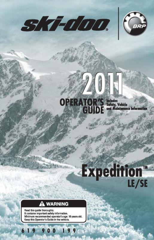 Ski-doo snowmobile owners manual 2011 expedition le/se 