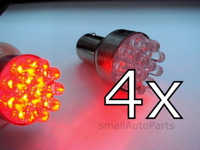 4 x 1157 t25 super red 12 led bulbs rear tail stop parking lights turn signal
