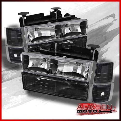 Black 94-98 c10 c/k full size pickup silverado headlights+corner+bumper lights