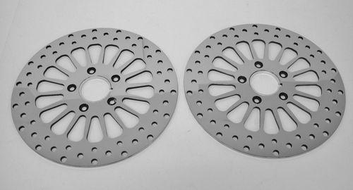 Chrome front brake dual disc rotor 11.5" super spoke harley 1984-2013