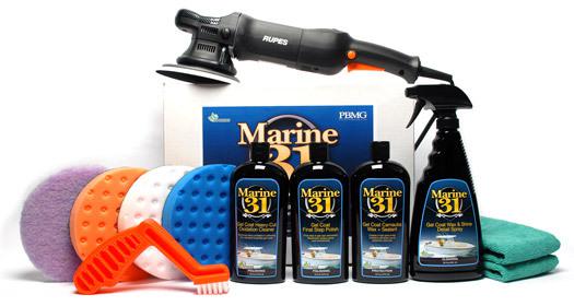 Rupes lhr 21es marine 31 boat oxidation removal kit- cleaner polish wax detail