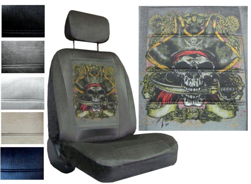 Pirate skull w/ dagger in mouth low back bucket seat covers car truck suv pp #2