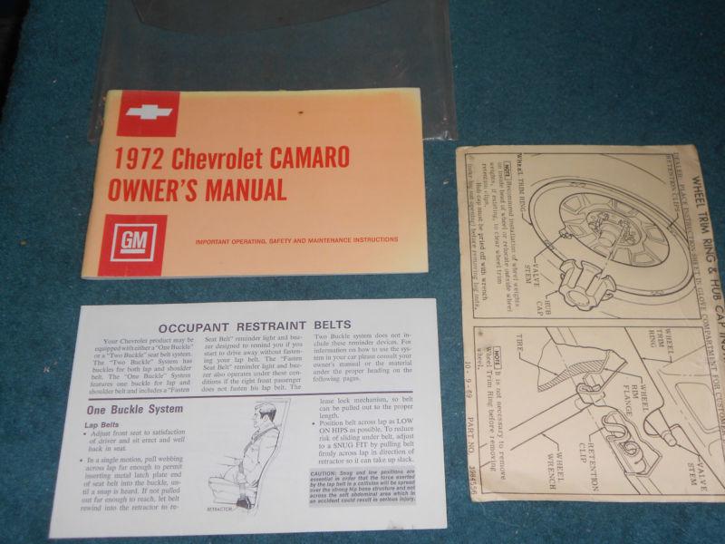 1972 camaro owner's manual with bonuses--original guide book items z28 & more!