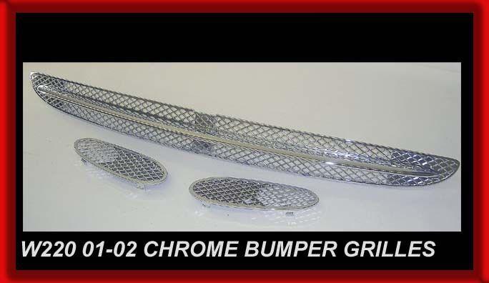 01-02 2001 s430 bumper grille chrome mesh insert lower set complete s-class w220