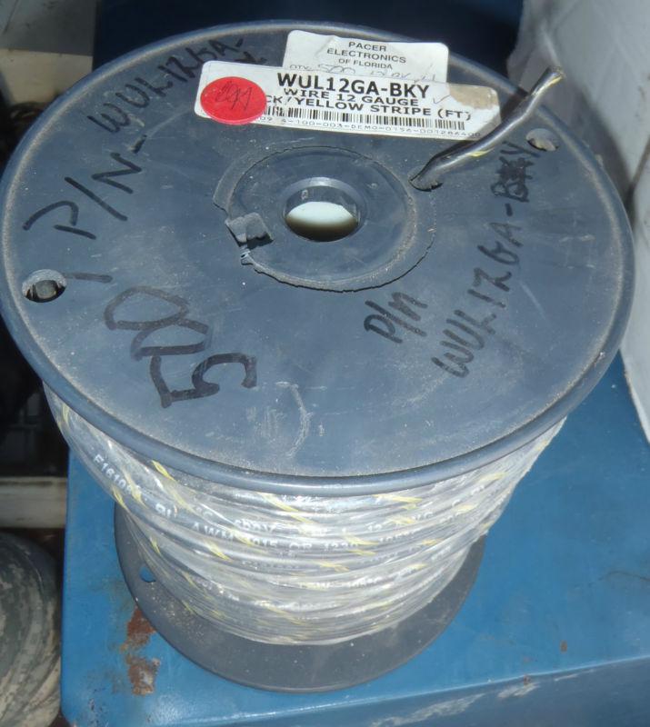 12awg gauge black/yellow stripe marine tinned wire, 500' roll single strand