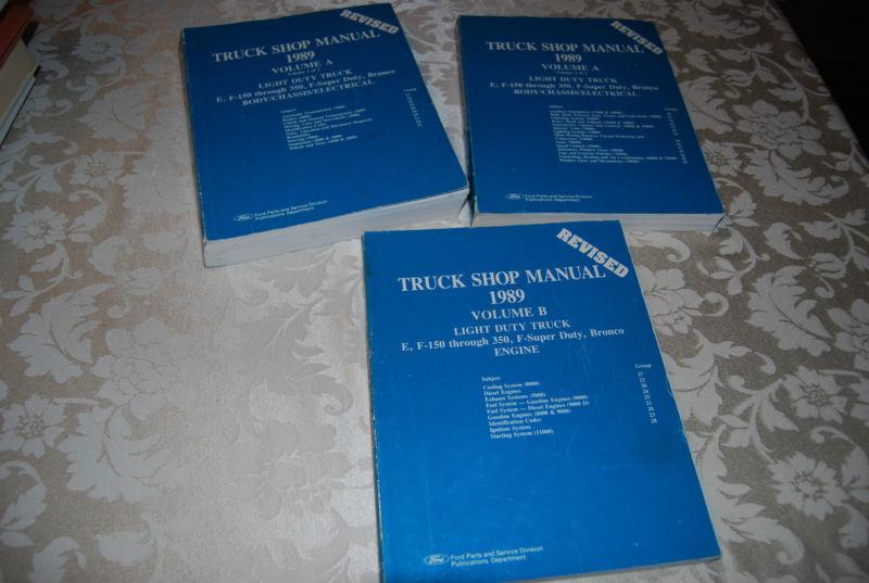 1989 ford f150 f250 f350 f sduty truck bronco factory shop service manual set 