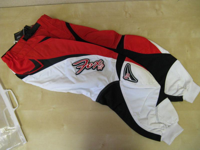 Size 26  kids  fox motocross + atv pants - 180" red + white + black  girl?