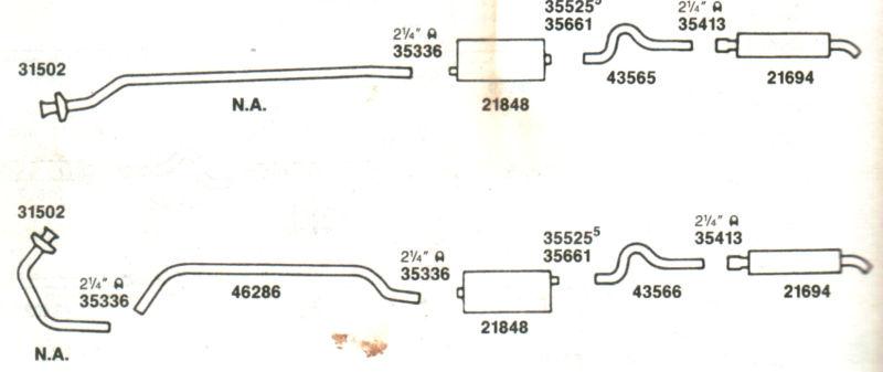 1971-1972 oldsmobile toronado dual exhaust, aluminized without resonators
