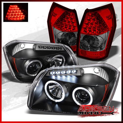 05-07 magnum 2x ccfl halo projector black headlights+led red smoked tail lights