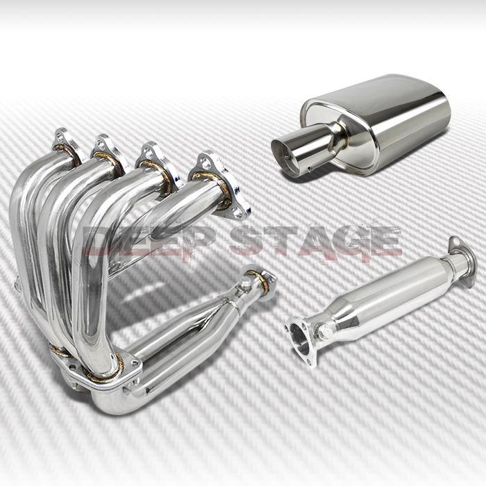 Exhaust manifold header+pipe+2.5" oval muffler 88-00 civic/crx/del sol d-series