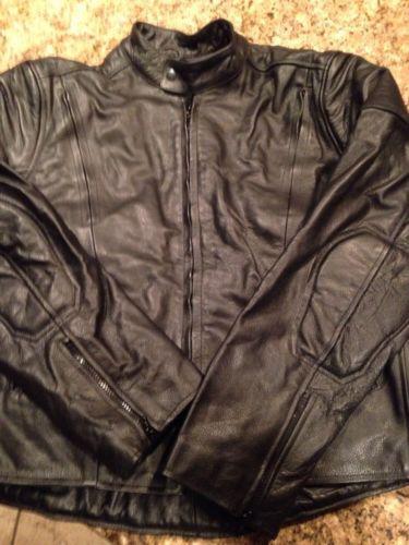 Xelement by usa leather black motorcycle jacket w/ vents mens size xl