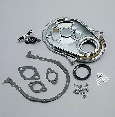 Trans-dapt 9001 timing cover 1-piece steel chrome plated chevy big block kit