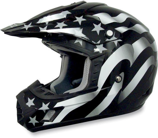 Afx fx-17y offroad motorcycle helmet stealth flag youth sm/small