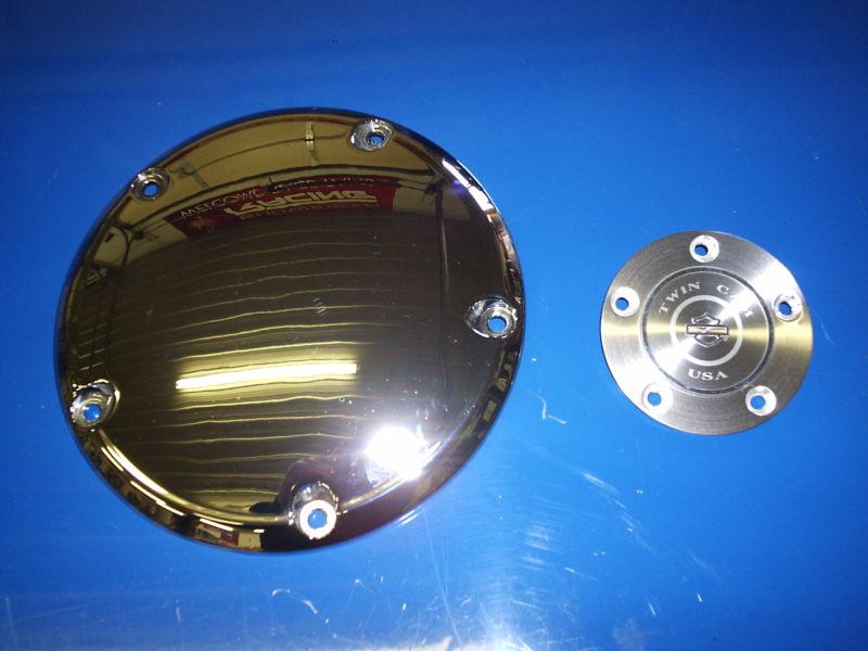 Harley davidson twin cam chrome timing derby cover & aluminum timing cover