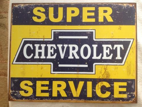 Super chevrolet service metal 16 x 12 1/2 newade in usa