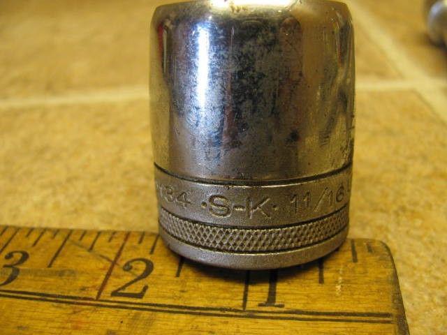 Vintage knurled sk 1/2" drive 1 1/16" socket 40134 usa tool s-k 12 point