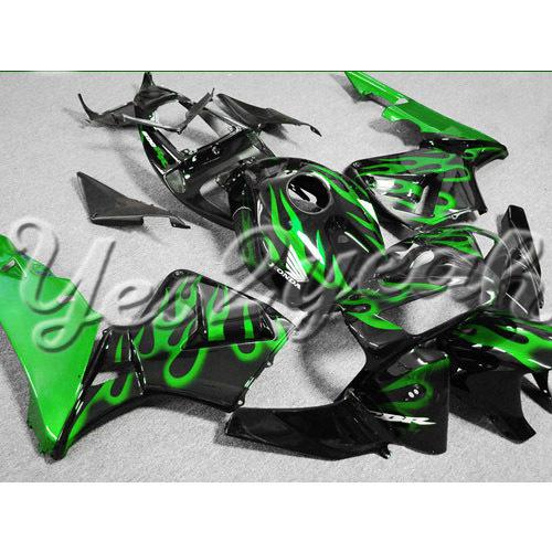 Injection molded fit 2005 2006 cbr600rr 05 06 green flames fairing zna046