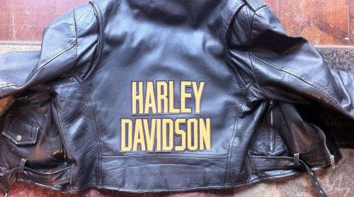 Harley davidson synthetic leather 2 piece back patch orange/black new