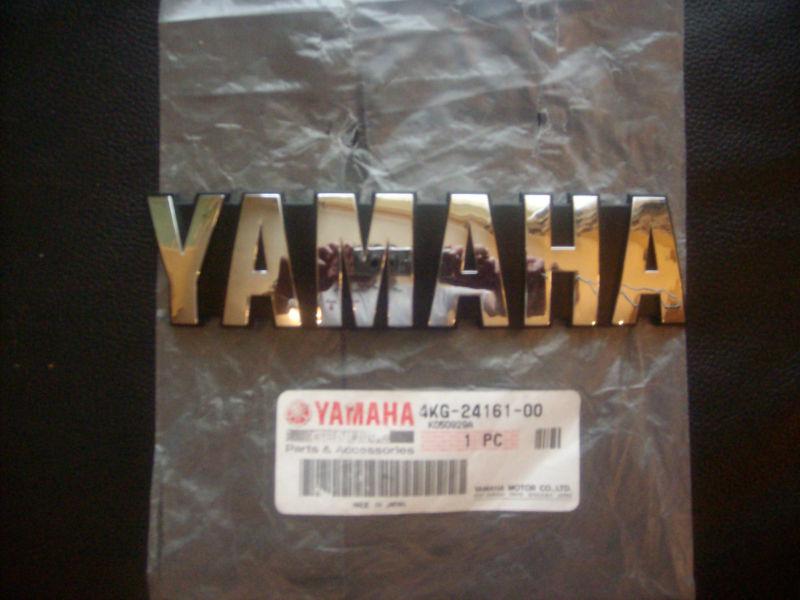 Yamaha chrome letters on black background tank badge emblem - 4kg-24161-00 - new