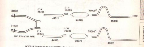 1965-1966 ford mustang dual exhaust system, aluminized, hipo models only