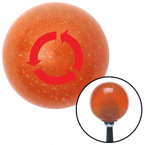 Red arrows in circle orange metal flake shift knob with 16mm x 1.5 insertshift