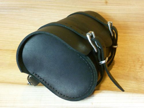 Motorcycle front forks vintage style handmade leather tool bag australian made.