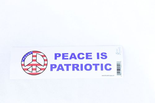 Peace is patriotic red white blue bumper sticker 2.75&#034; x 7.5&#034;