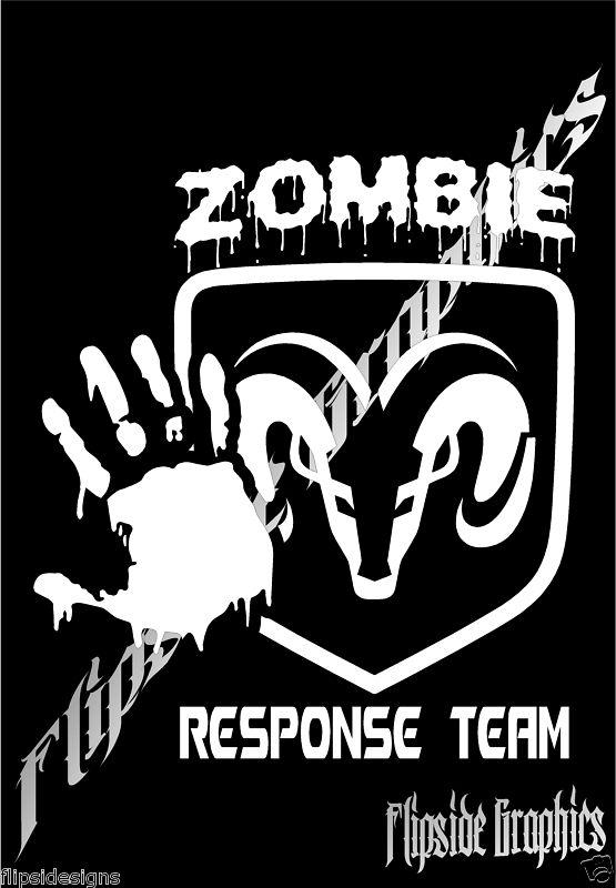 Zombie outbreak dodge decal trucks tailgates bumper vinyl stickers 8" 