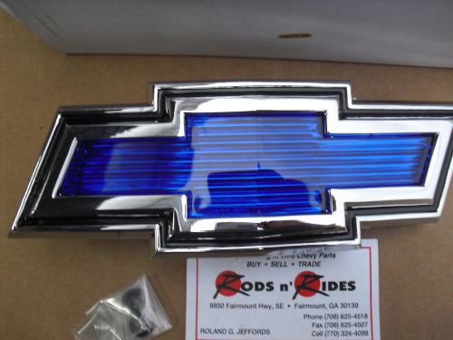 1971 1972 chevy truck grill emblem w/ fasteners blue bow tie