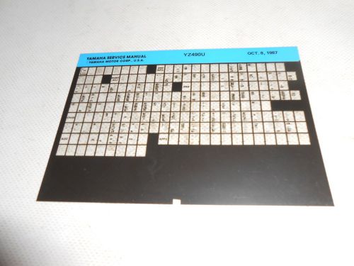 Genuine yamaha oem 1988 service manual microfiche card yz 490 yz490u mx racing
