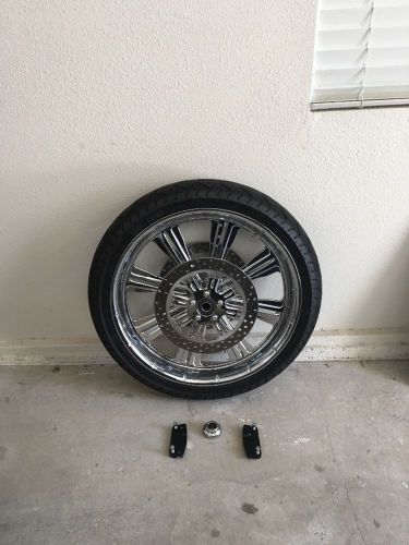 Performance machine riviera 21&#034; front rim w/tire and rotors &#039;08 up hd touring