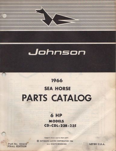 1966 johnson outboard motor 6 hp p/n 381412 parts manual (778)