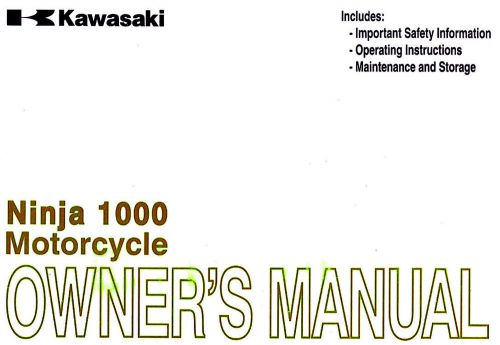 2013 kawasaki ninja 1000 motorcycle owners manual -ninja 1000 abs-zx1000gd/hd