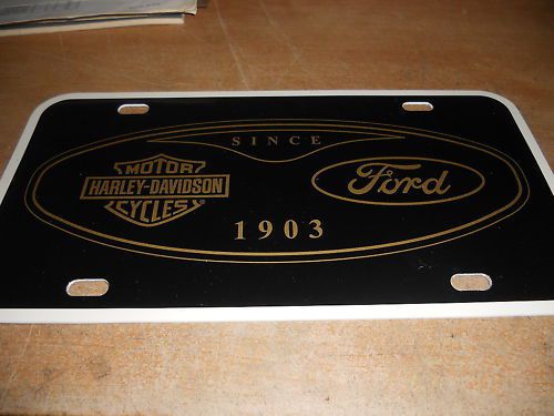 Ford harley davidson edition f-series superduty trucks license plate blk / gold