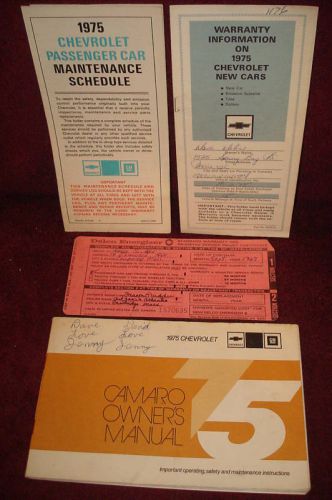 1975 camaro owner&#039;s manual set / owner&#039;s guide packet / nice original book +++