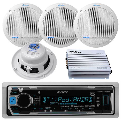 400w marine amplifier, kenwood bluetooth usb aux radio, marine 5.25&#034; speakers