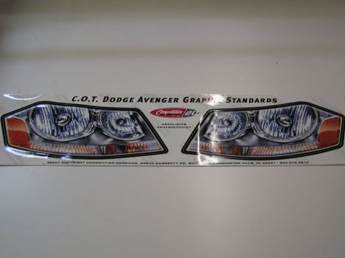 2 sets dodge avenger headlight decals authentic nascar racecar dirt 082015-34
