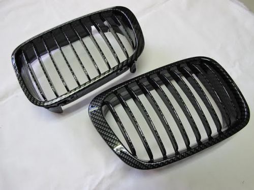 Carbon fiber look front hood grill grille for 98-01 bmw e46 4d sedan sport
