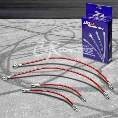 For mr2 sw20 replacement front/rear red stainless brake line/hose pvc coated
